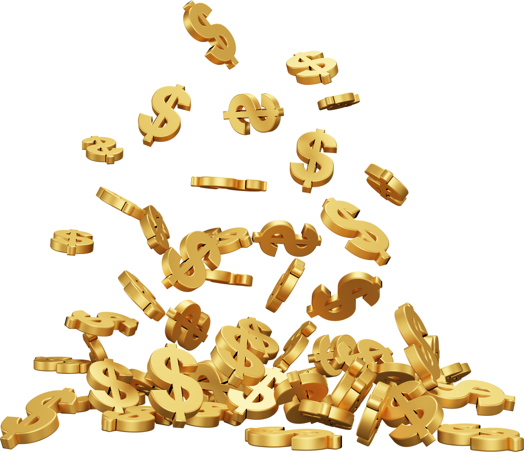 Golden Dollar Sign. 3D Rendering.